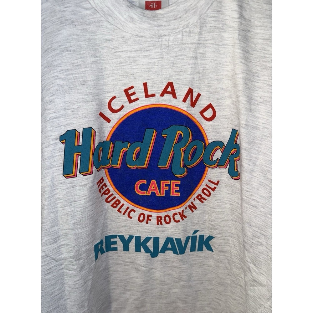 HARD ROCK CAFE Men's Vintage T Shirt Iceland Reykjavik Republic Rock Roll Size L